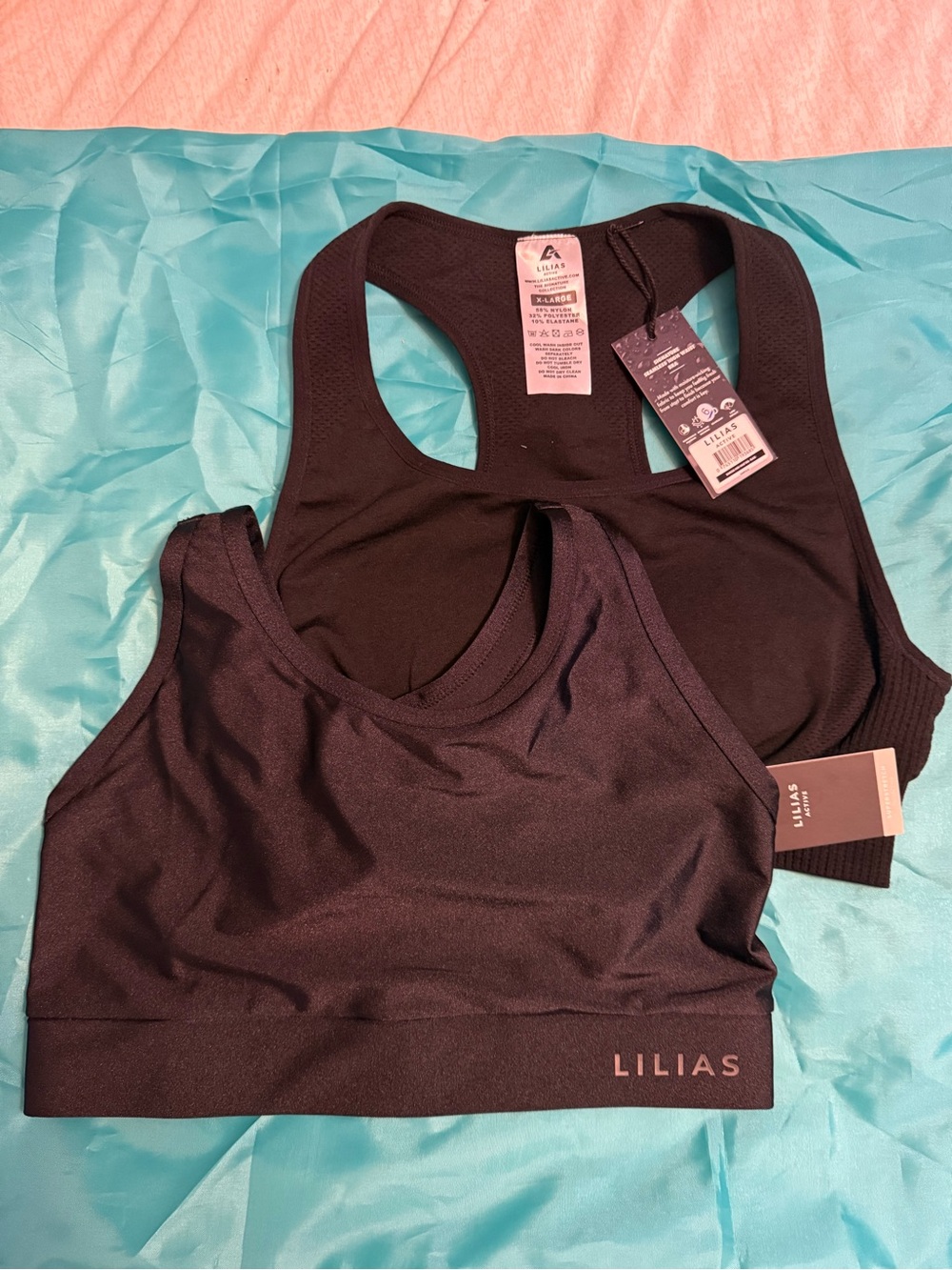 LILIAS Active Black Racerback Sports Bras – Dual Pack - Size XL
